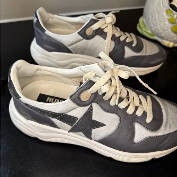 Golden Goose Men's Running Sole Sneakers in Silver, Ebony, Black